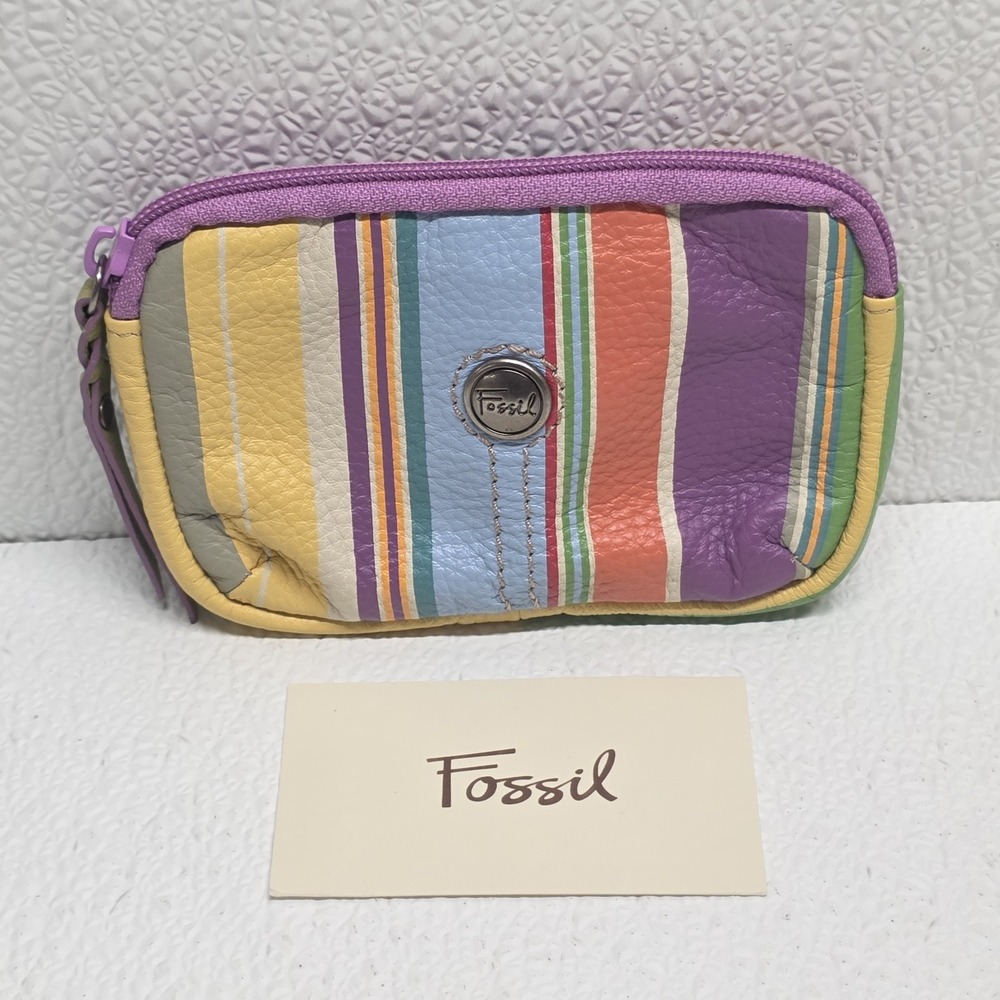Fossil Weekender Multicolor Striped Printed Zip Pouch Wallet NWT - Picture 2 of 16
